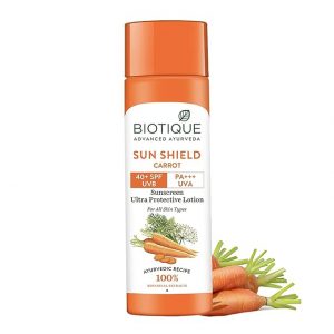 Biotique Carrot Sun Shield 40+ SPF PA+++ Sunscreen Lotion